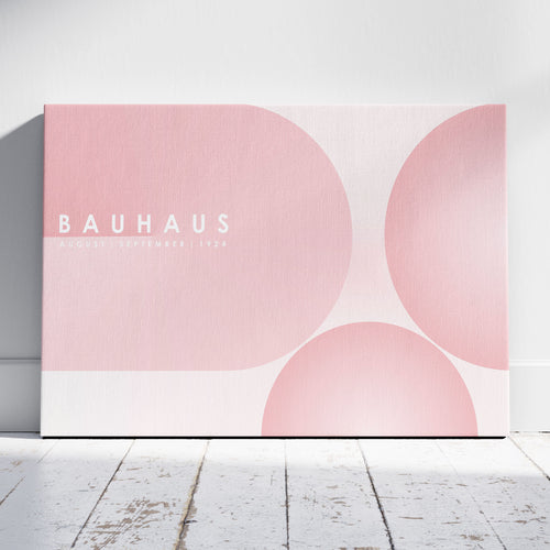 Minimalist Bauhaus 1924 Abstract Pink Circles - Framed Canvas Wall Art Print