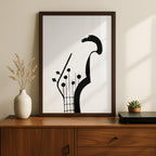 Minimalist Black & White Guitar Music Instrument - Rolled Poster Wall Art Print