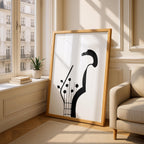Minimalist Black & White Guitar Music Instrument - Rolled Poster Wall Art Print