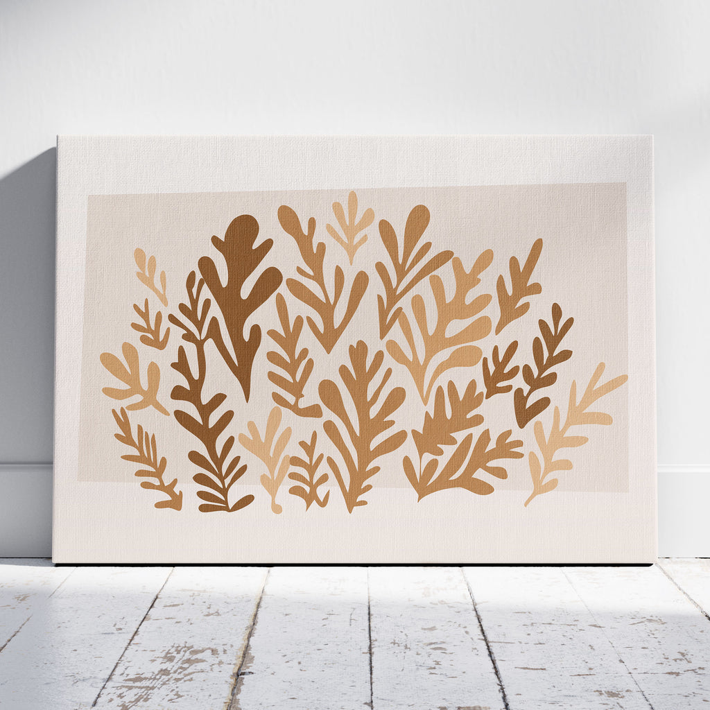 Minimalist Earthy Abstract Botanical Harmony - Framed Canvas Wall Art Print | House Prints