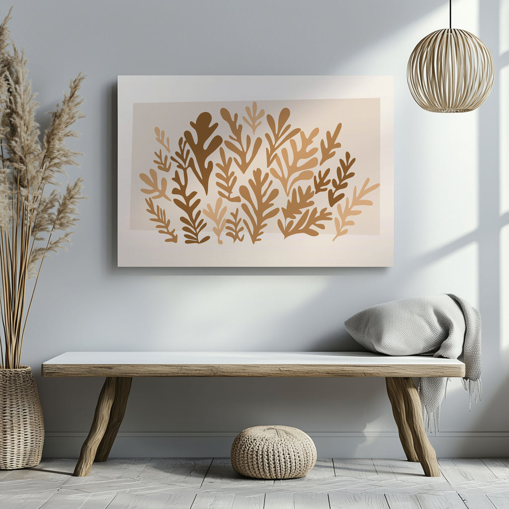 Minimalist Earthy Abstract Botanical Harmony - Framed Canvas Wall Art Print | House Prints