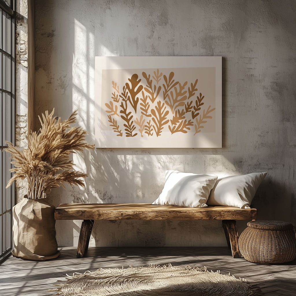 Minimalist Earthy Abstract Botanical Harmony - Framed Canvas Wall Art Print | House Prints