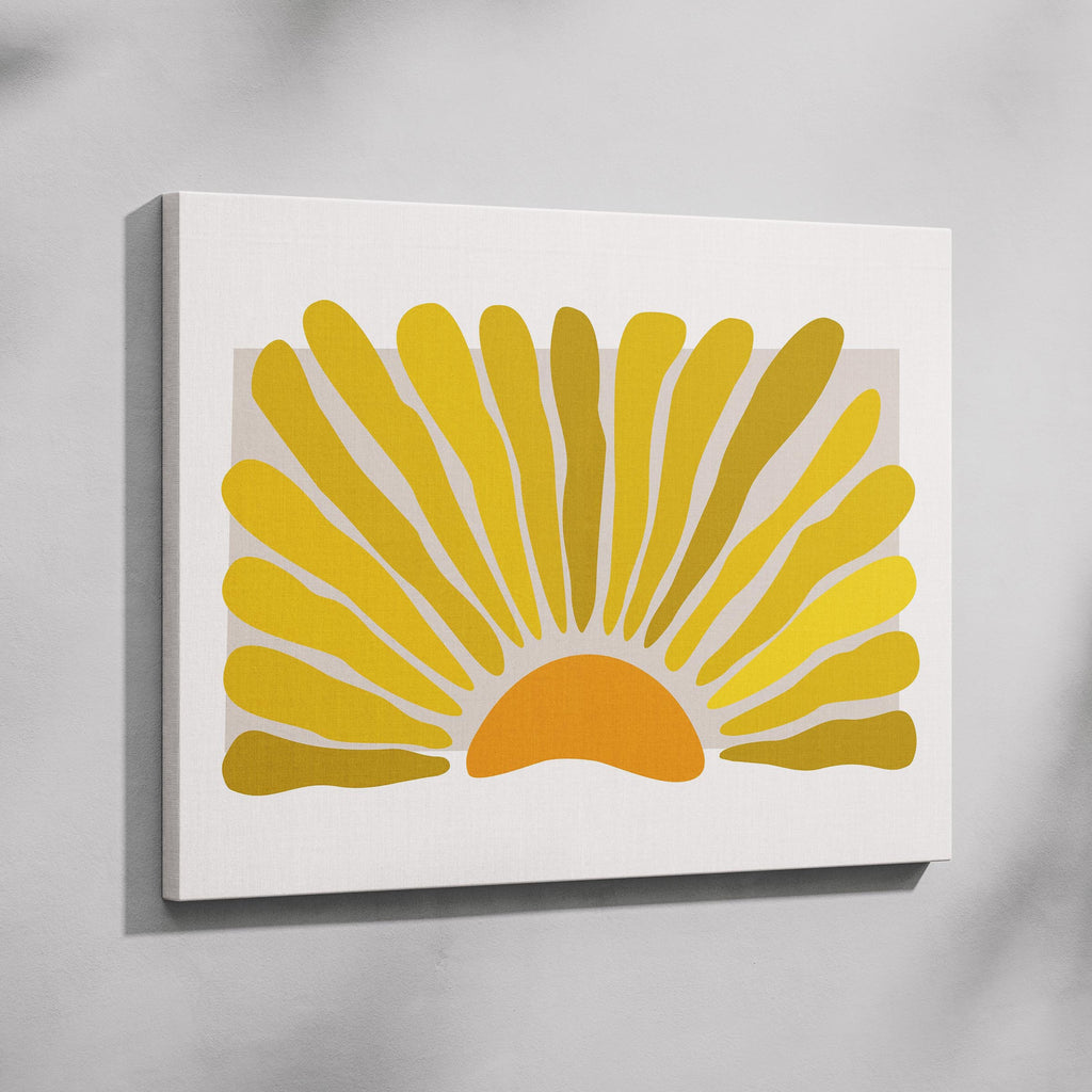 Minimalist Radiant Yellow Abstract Sunburst - Framed Canvas Wall Art Print | House Prints
