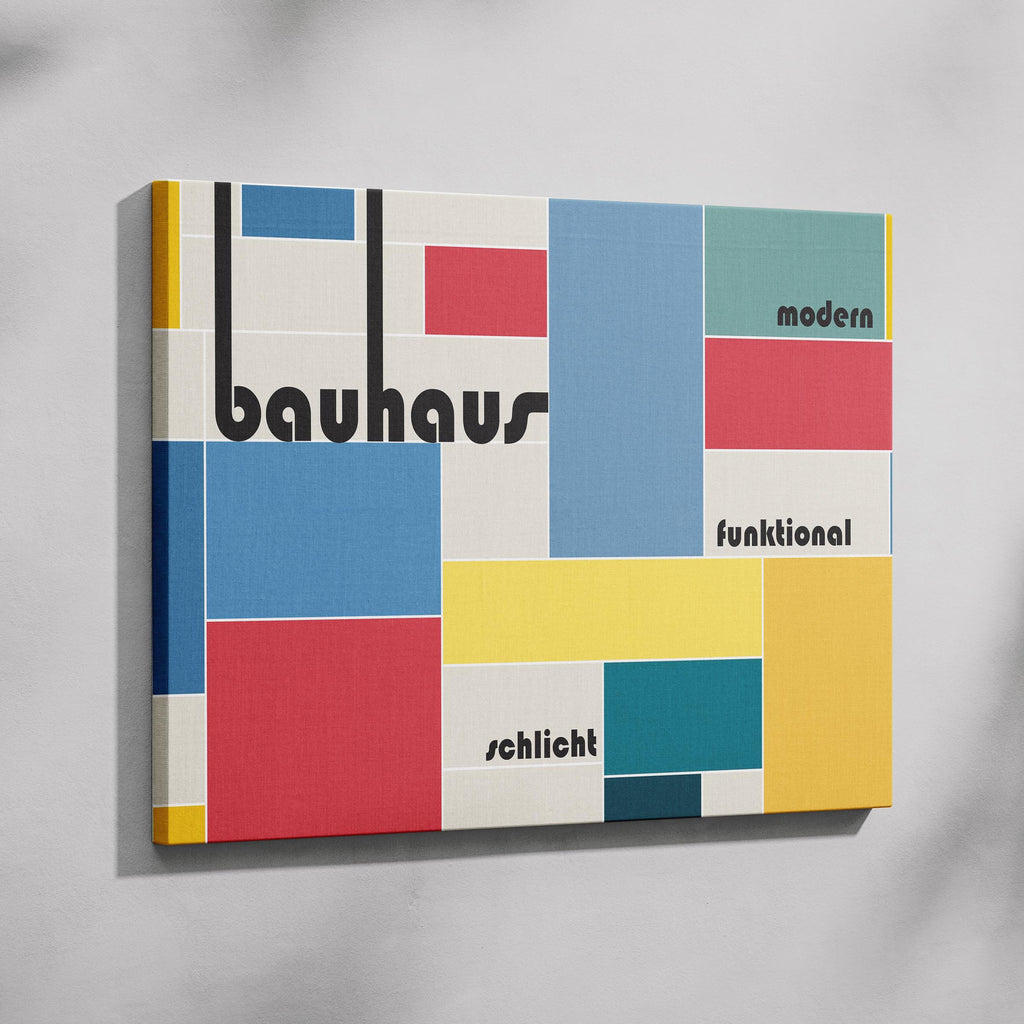 Modern Bauhaus Colourful Geometric Shapes - Framed Canvas Wall Art Print | House Prints