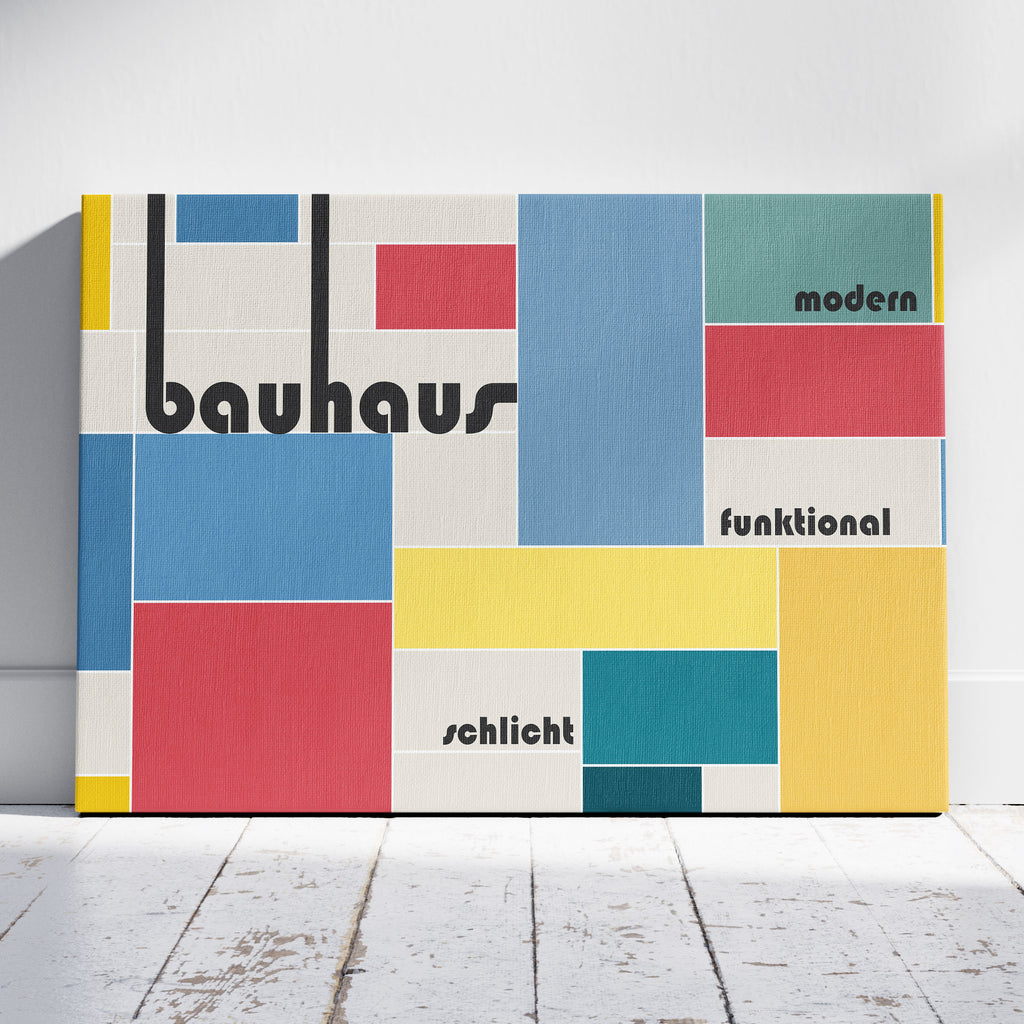 Modern Bauhaus Colourful Geometric Shapes - Framed Canvas Wall Art Print | House Prints