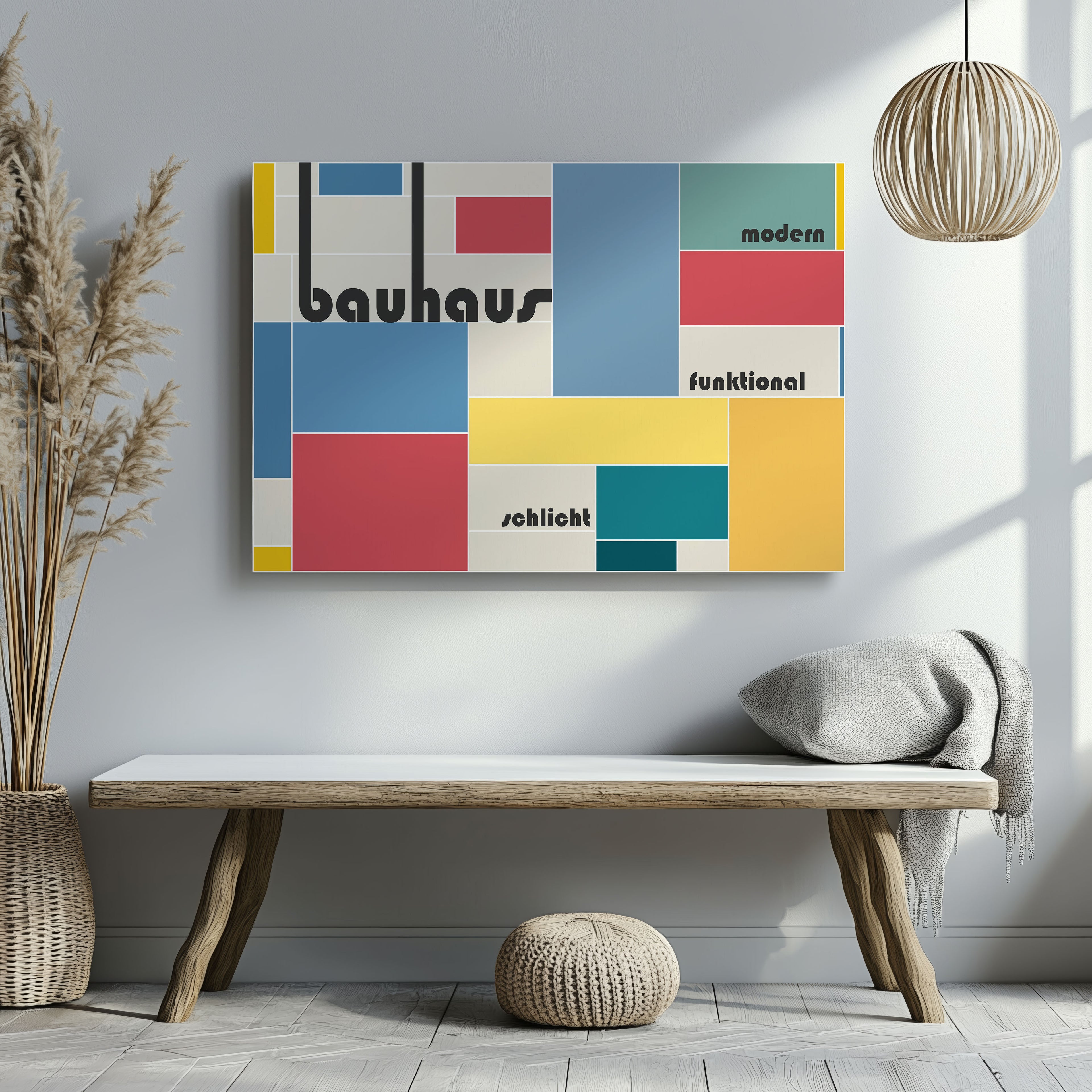 Modern Bauhaus Colourful Geometric Shapes - Framed Canvas Wall Art Print | House Prints