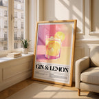 Modern Gin & Lemon Classic Cocktail Recipe - Rolled Poster Wall Art Print | House Prints