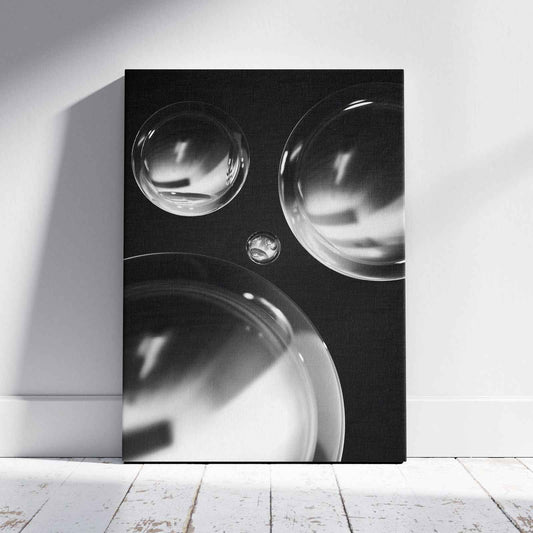 Modern Black & White Futuristic Spheres - Framed Canvas Wall Art Print - House Prints