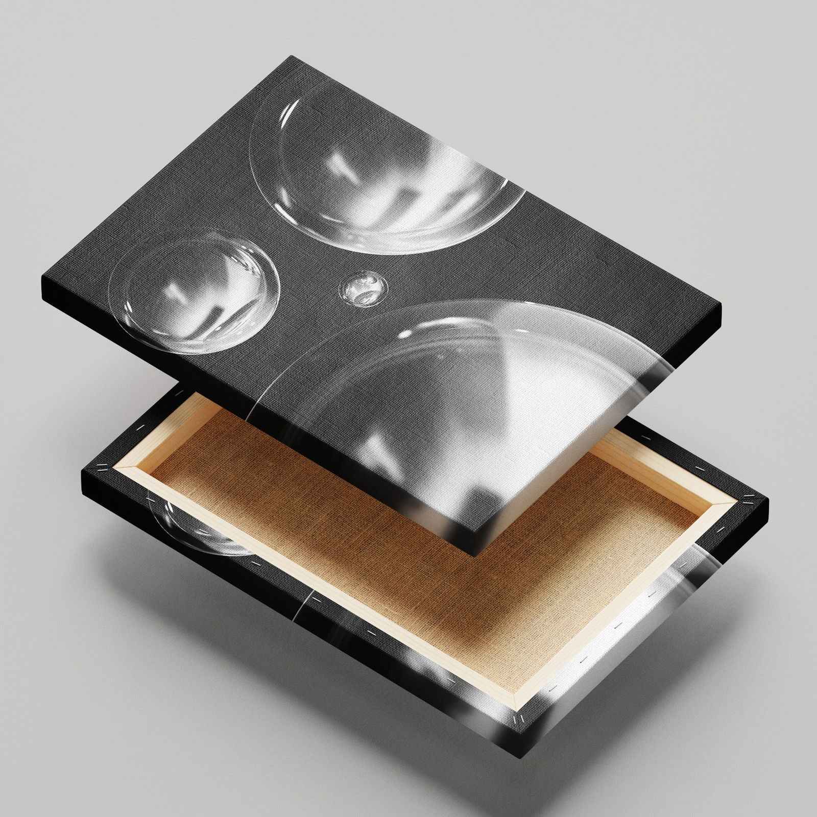 Modern Black & White Futuristic Spheres - Framed Canvas Wall Art Print | House Prints