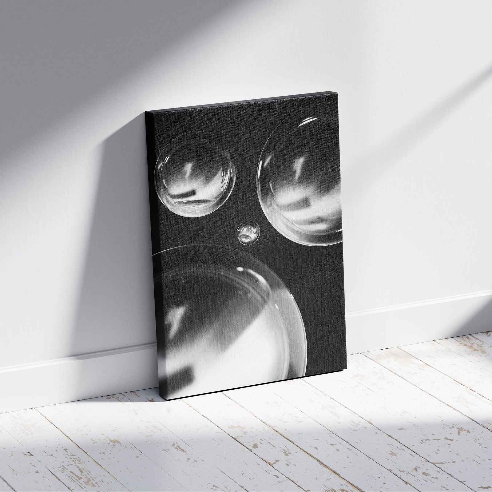 Modern Black & White Futuristic Spheres - Framed Canvas Wall Art Print | House Prints