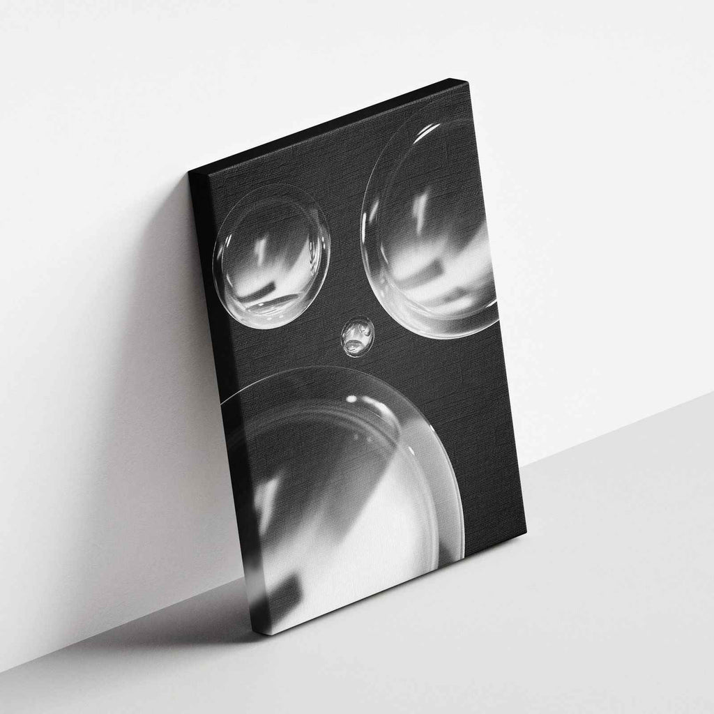 Modern Black & White Futuristic Spheres - Framed Canvas Wall Art Print | House Prints