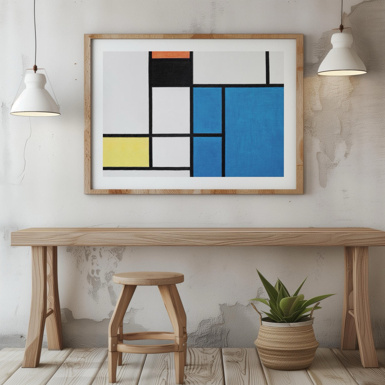 Composition with Large Blue Plane - Piet Mondrian - Rolled Poster Wall Art Print - House Prints