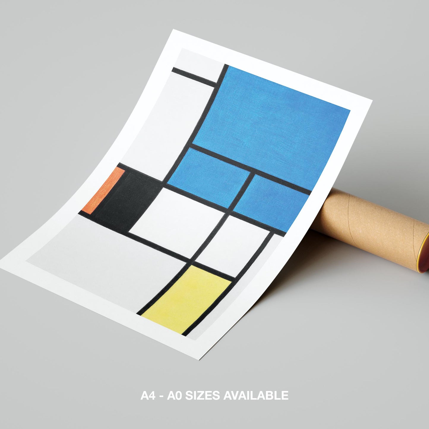 Composition with Large Blue Plane - Piet Mondrian - Rolled Poster Wall Art Print - House Prints