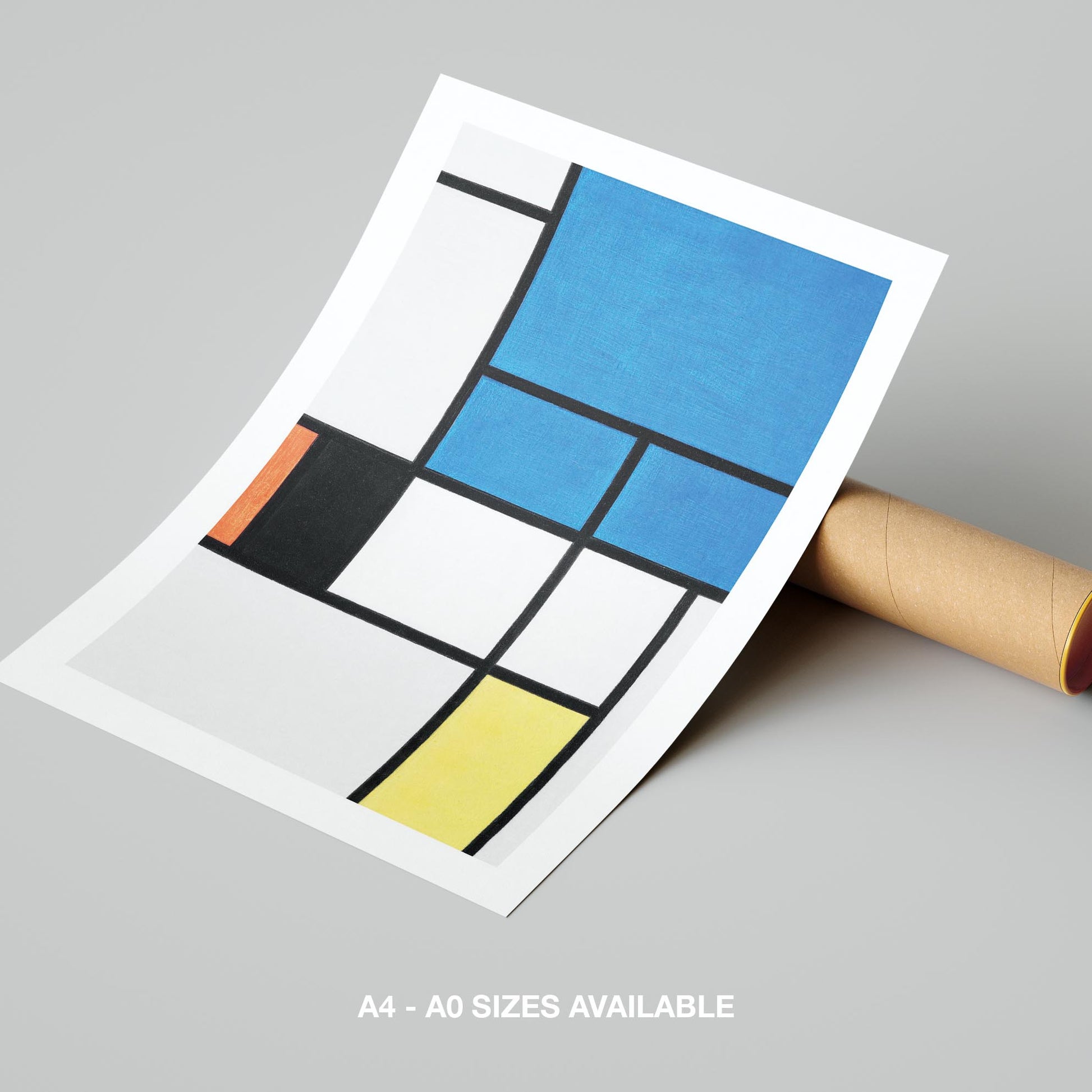 Composition with Large Blue Plane - Piet Mondrian - Rolled Poster Wall Art Print - House Prints