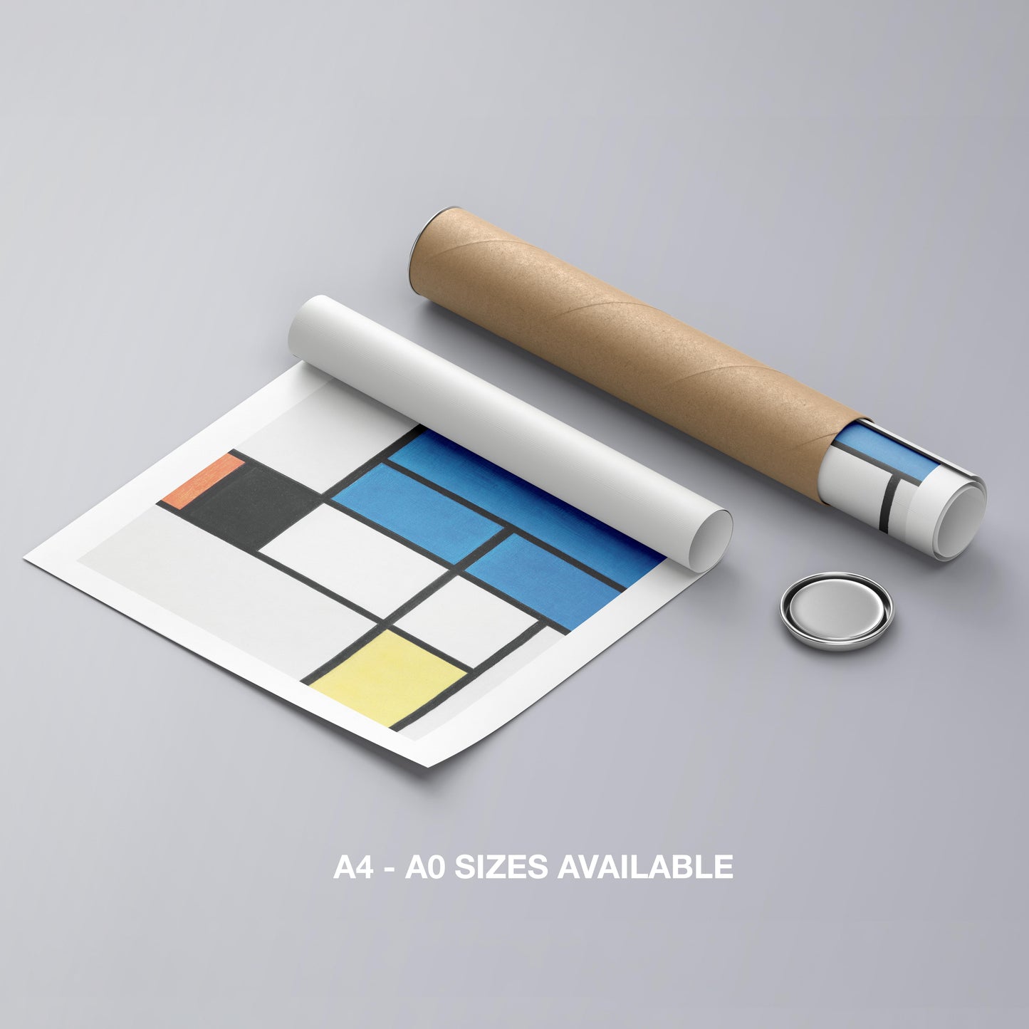Composition with Large Blue Plane - Piet Mondrian - Rolled Poster Wall Art Print - House Prints