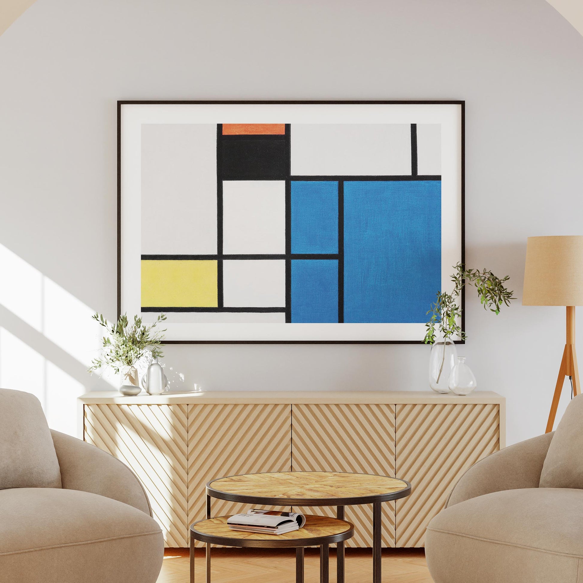 Composition with Large Blue Plane - Piet Mondrian - Rolled Poster Wall Art Print - House Prints