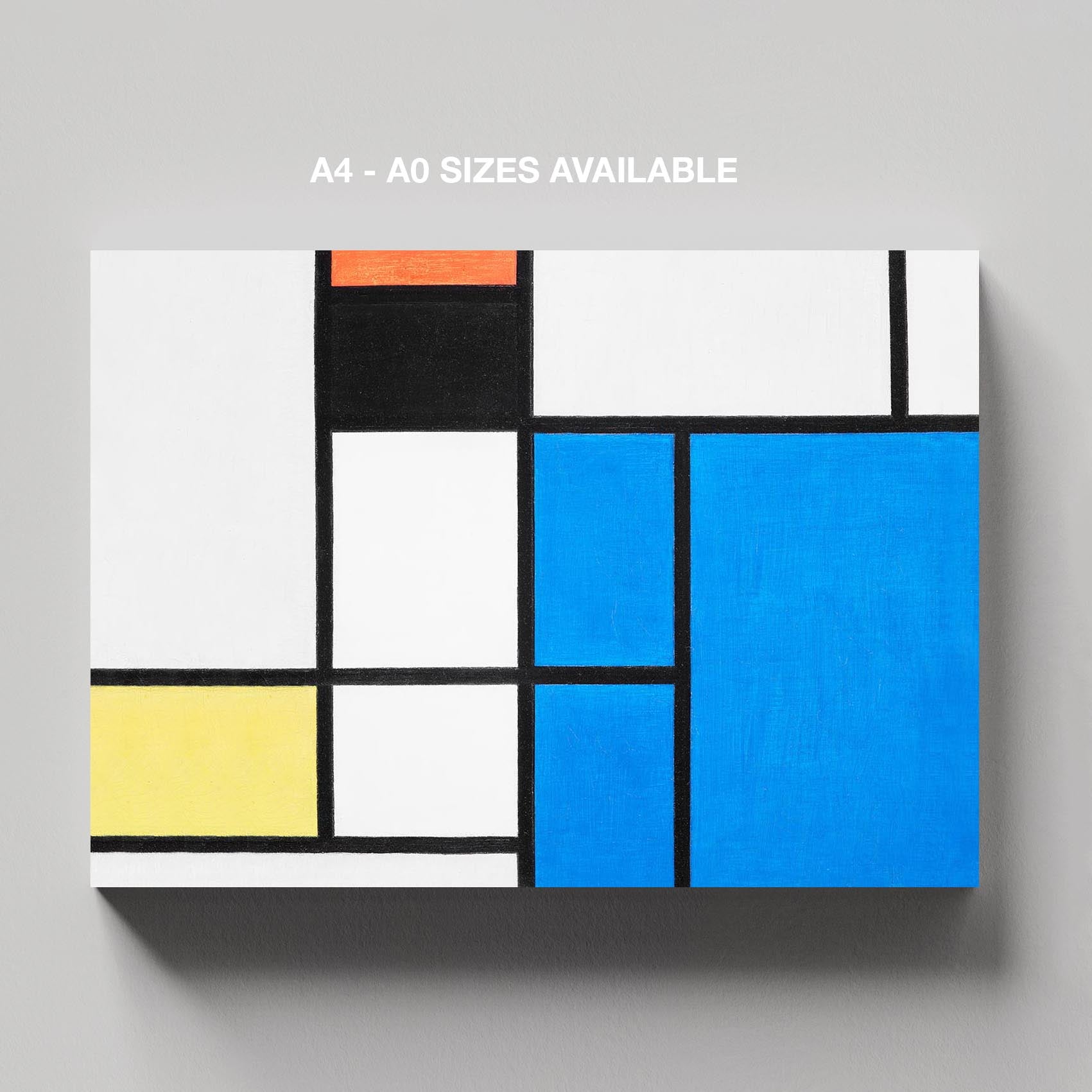 Composition with Large Blue Plane - Piet Mondrian - Framed Canvas Wall Art Print - House Prints