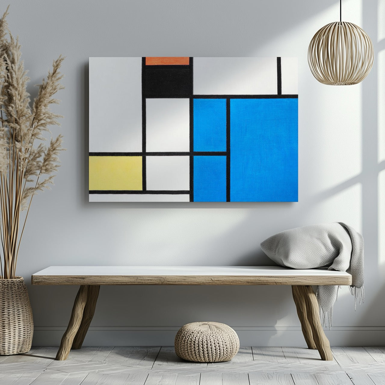 Composition with Large Blue Plane - Piet Mondrian - Framed Canvas Wall Art Print - House Prints