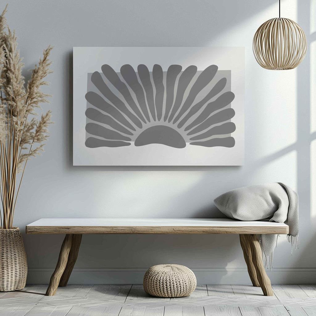 Monochrome Abstract Sunburst - Framed Canvas Wall Art Print | House Prints
