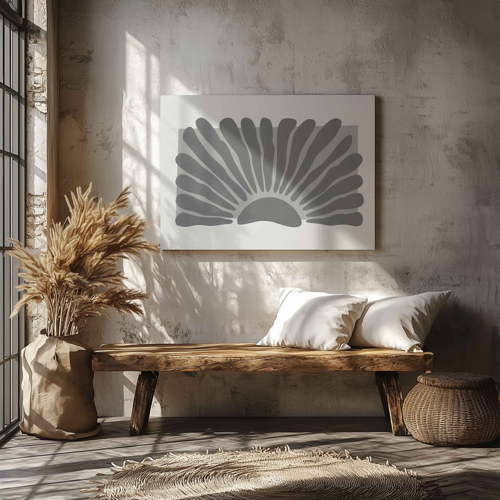 Monochrome Abstract Sunburst - Framed Canvas Wall Art Print | House Prints