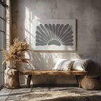 Monochrome Abstract Sunburst - Framed Canvas Wall Art Print | House Prints