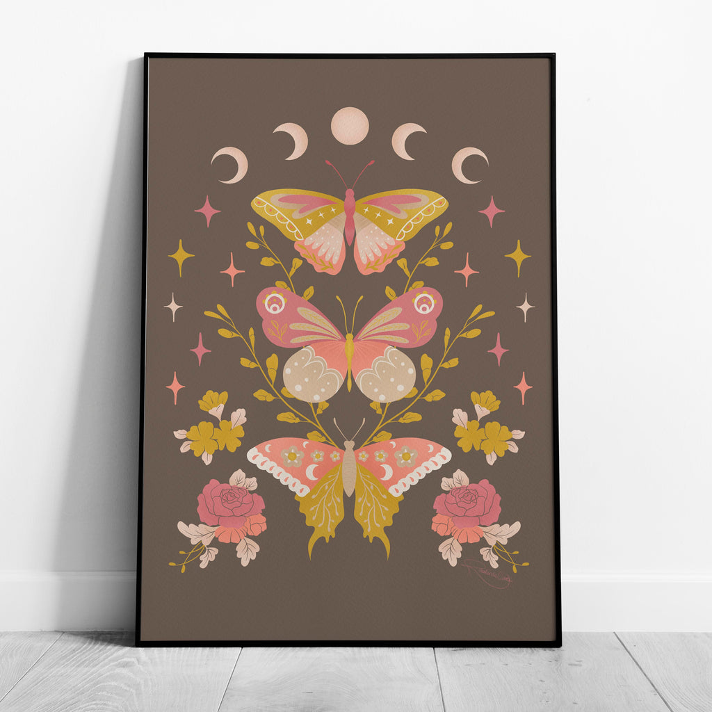 Moonlit Moth Meadow - Rosalinde Clara - Rolled Poster Wall Art Print | House Prints