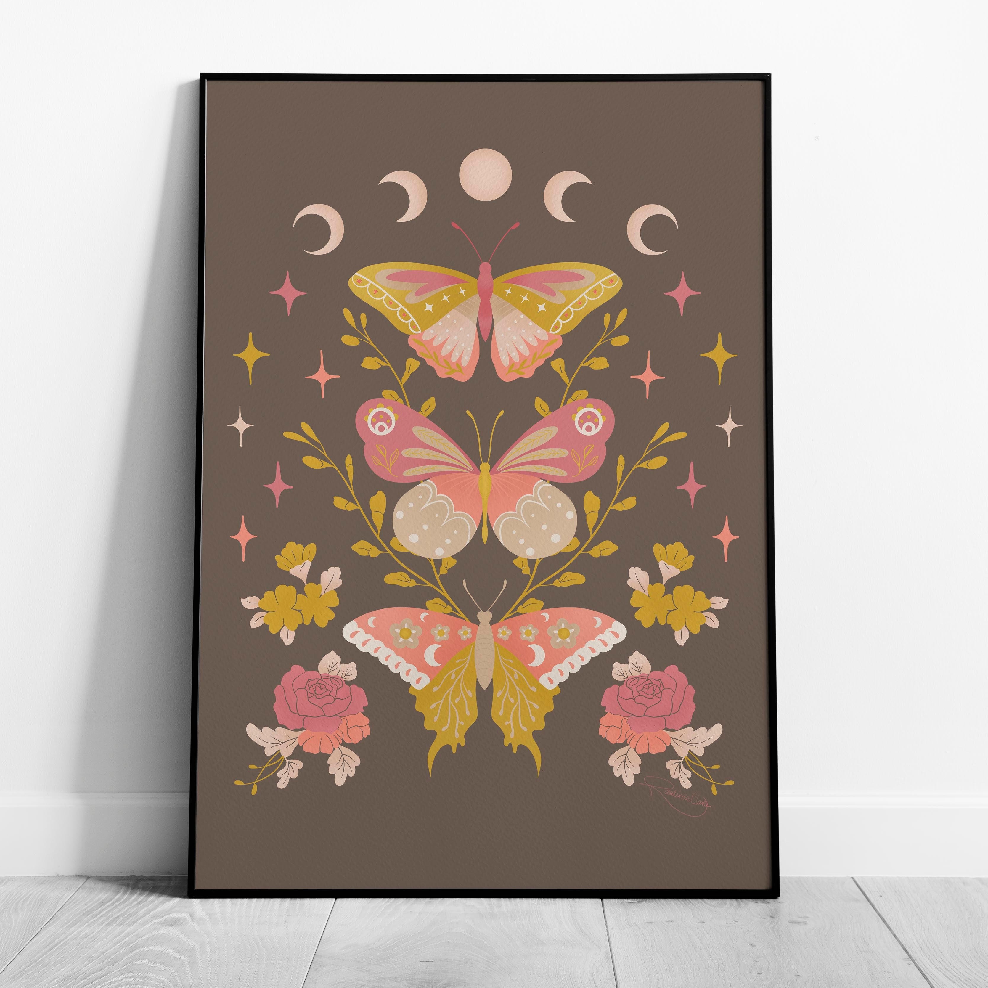 Moonlit Moth Meadow - Rosalinde Clara - Rolled Poster Wall Art Print | House Prints