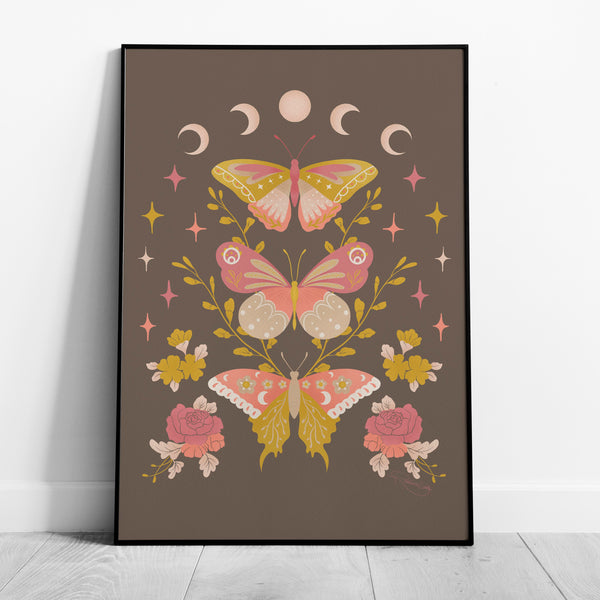 Moonlit Moth Meadow - Rosalinde Clara - Rolled Poster Wall Art Print | House Prints