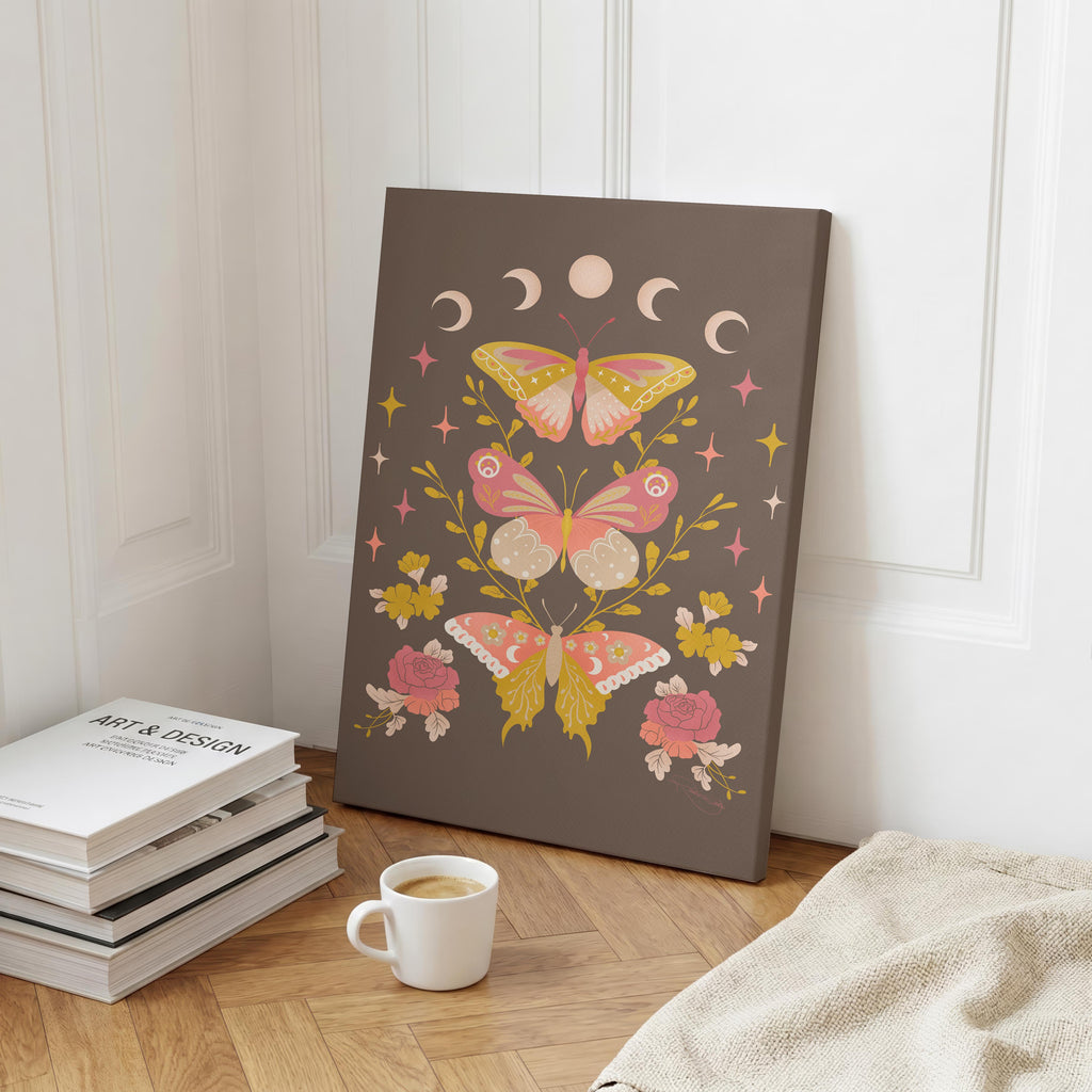 Moonlit Moth Meadow - Rosalinde Clara - Framed Canvas Wall Art Print | House Prints