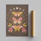 Moonlit Moth Meadow - Rosalinde Clara - Rolled Poster Wall Art Print | House Prints