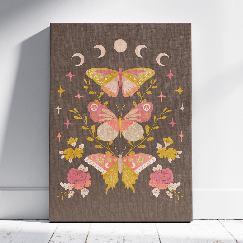 Moonlit Moth Meadow - Rosalinde Clara - Framed Canvas Wall Art Print | House Prints