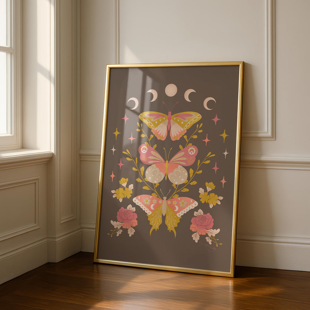 Moonlit Moth Meadow - Rosalinde Clara - Rolled Poster Wall Art Print | House Prints