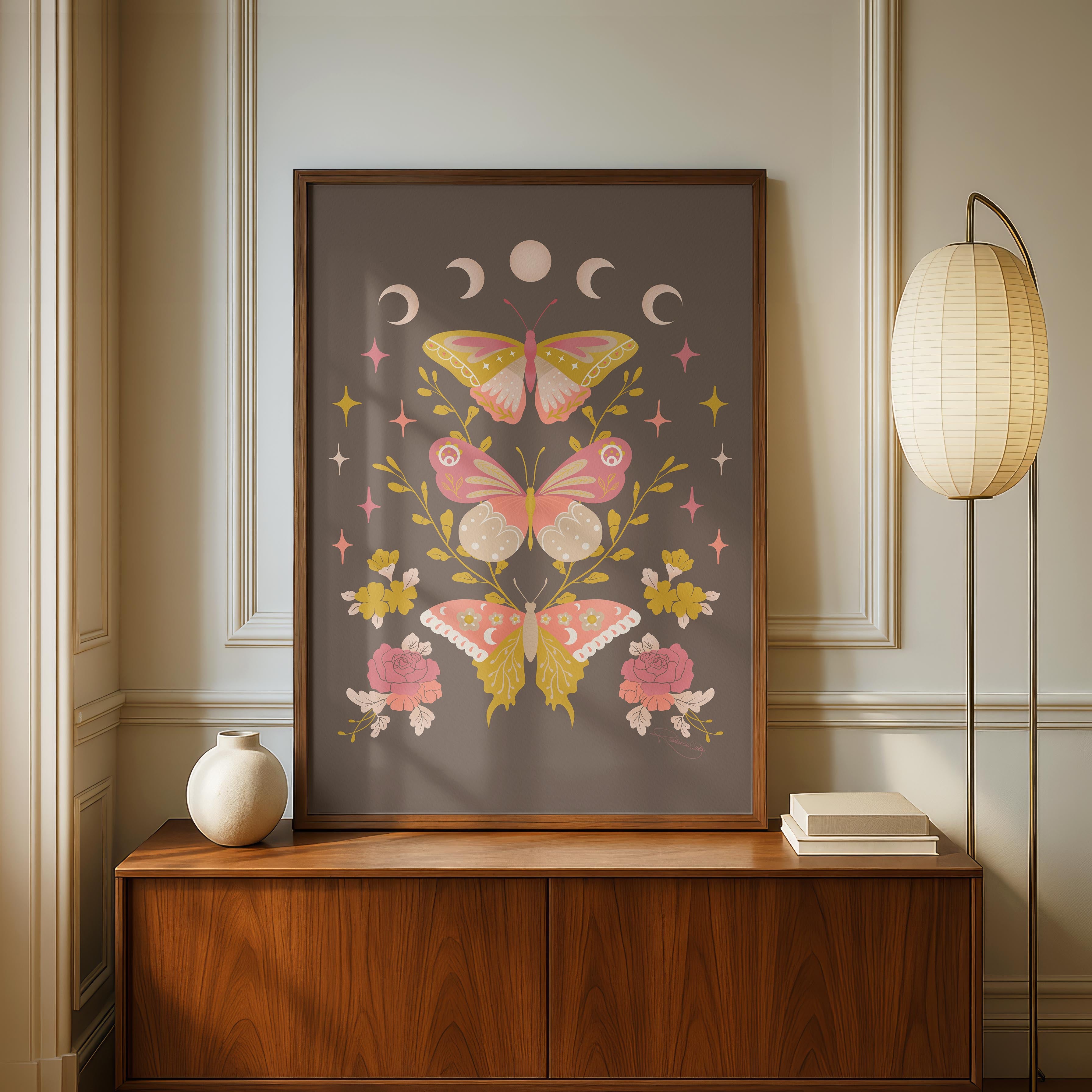 Moonlit Moth Meadow - Rosalinde Clara - Rolled Poster Wall Art Print | House Prints