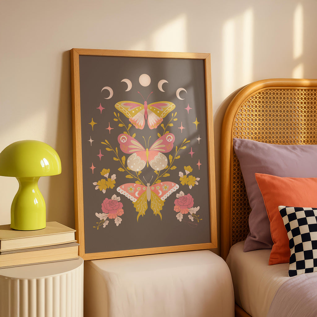 Moonlit Moth Meadow - Rosalinde Clara - Rolled Poster Wall Art Print | House Prints