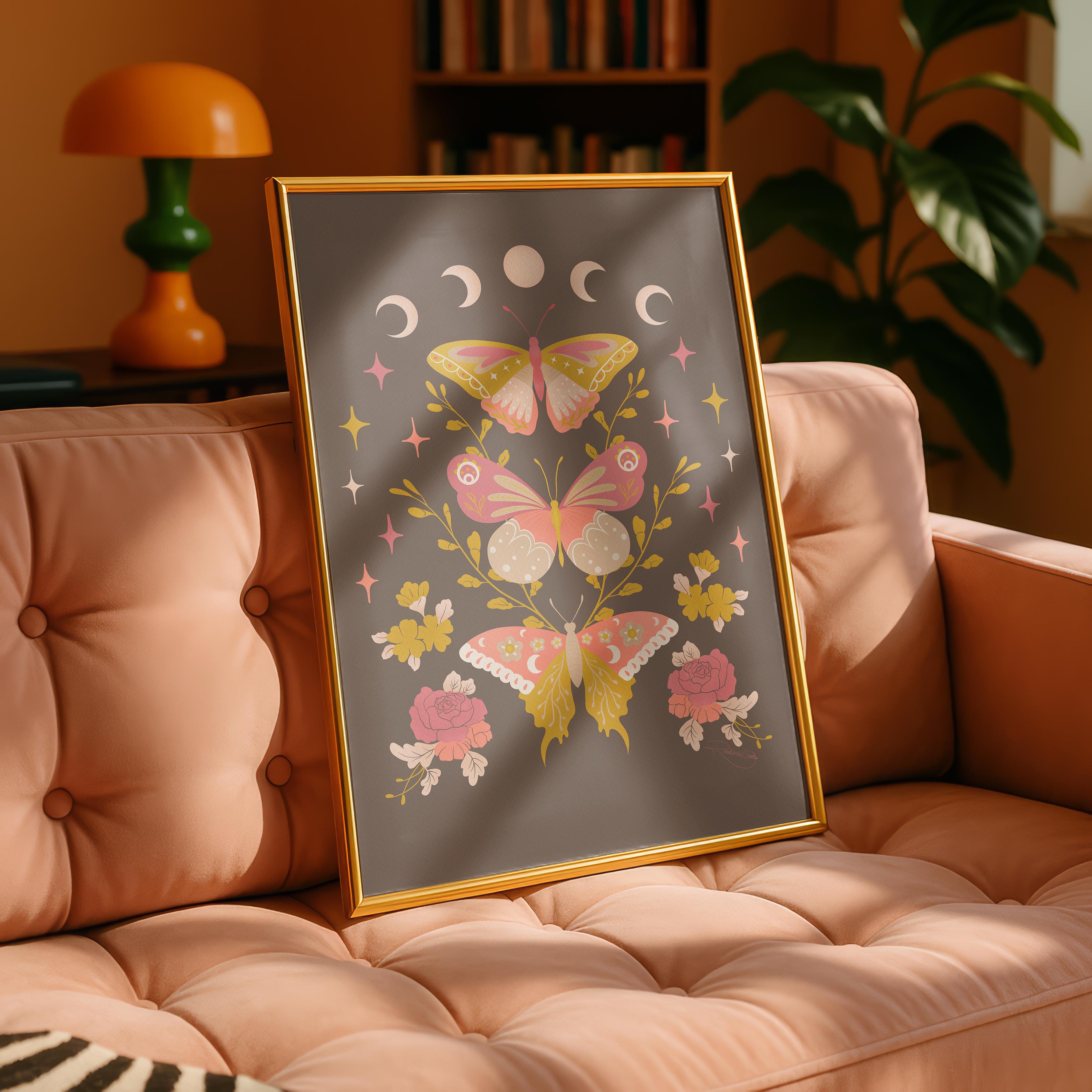 Moonlit Moth Meadow - Rosalinde Clara - Rolled Poster Wall Art Print | House Prints