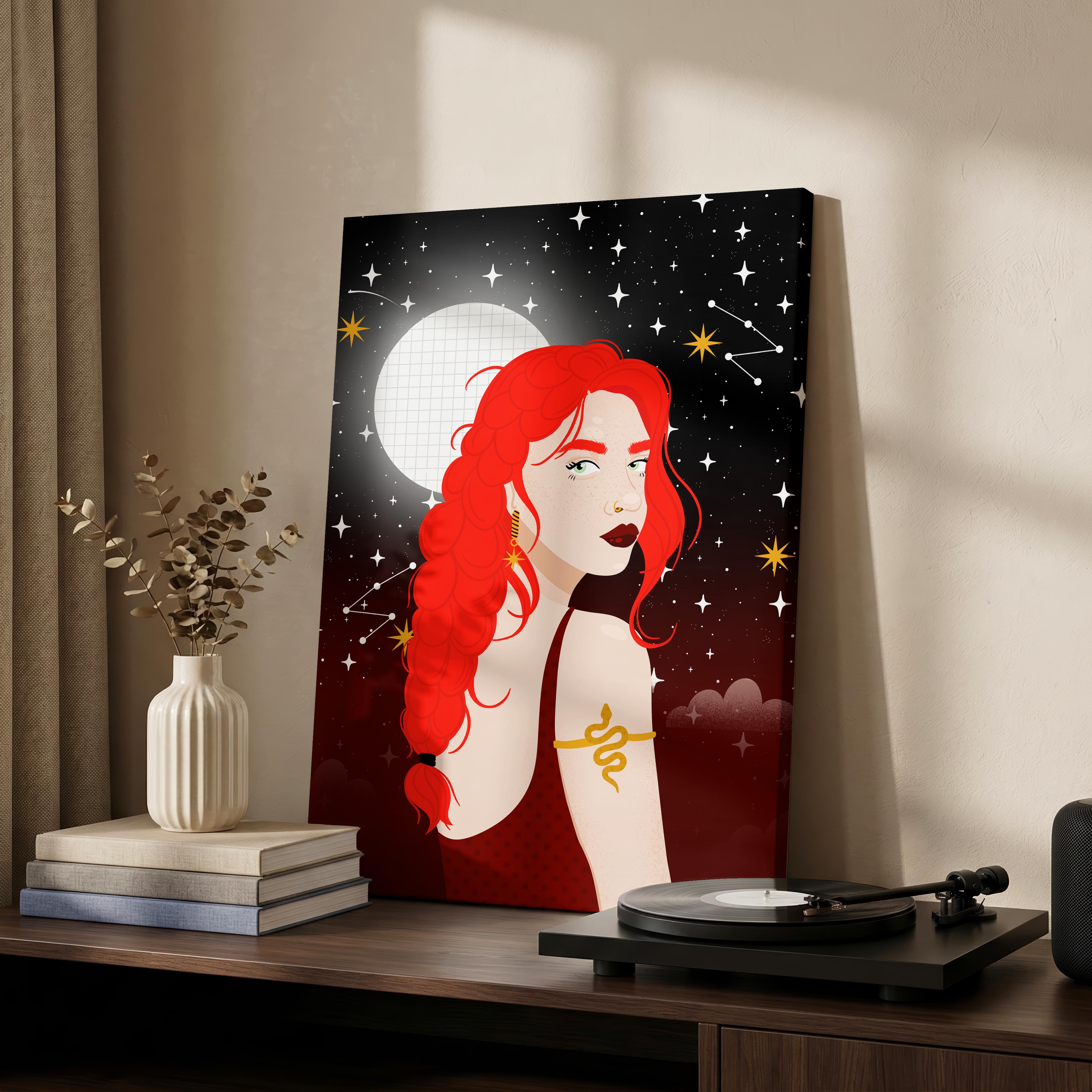 Moonlit Muse - Rosalinde Clara - Framed Canvas Wall Art Print | House Prints