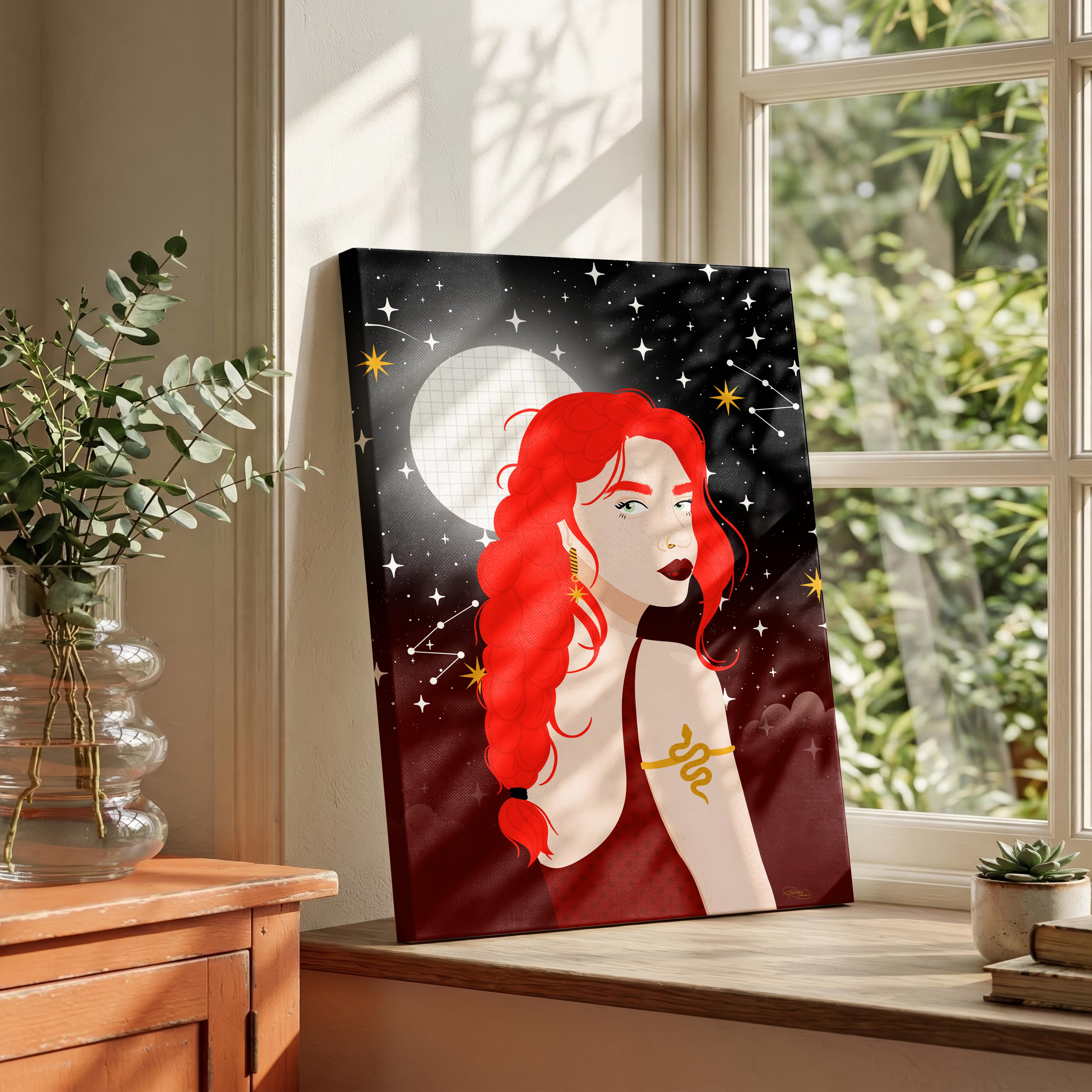 Moonlit Muse - Rosalinde Clara - Framed Canvas Wall Art Print | House Prints