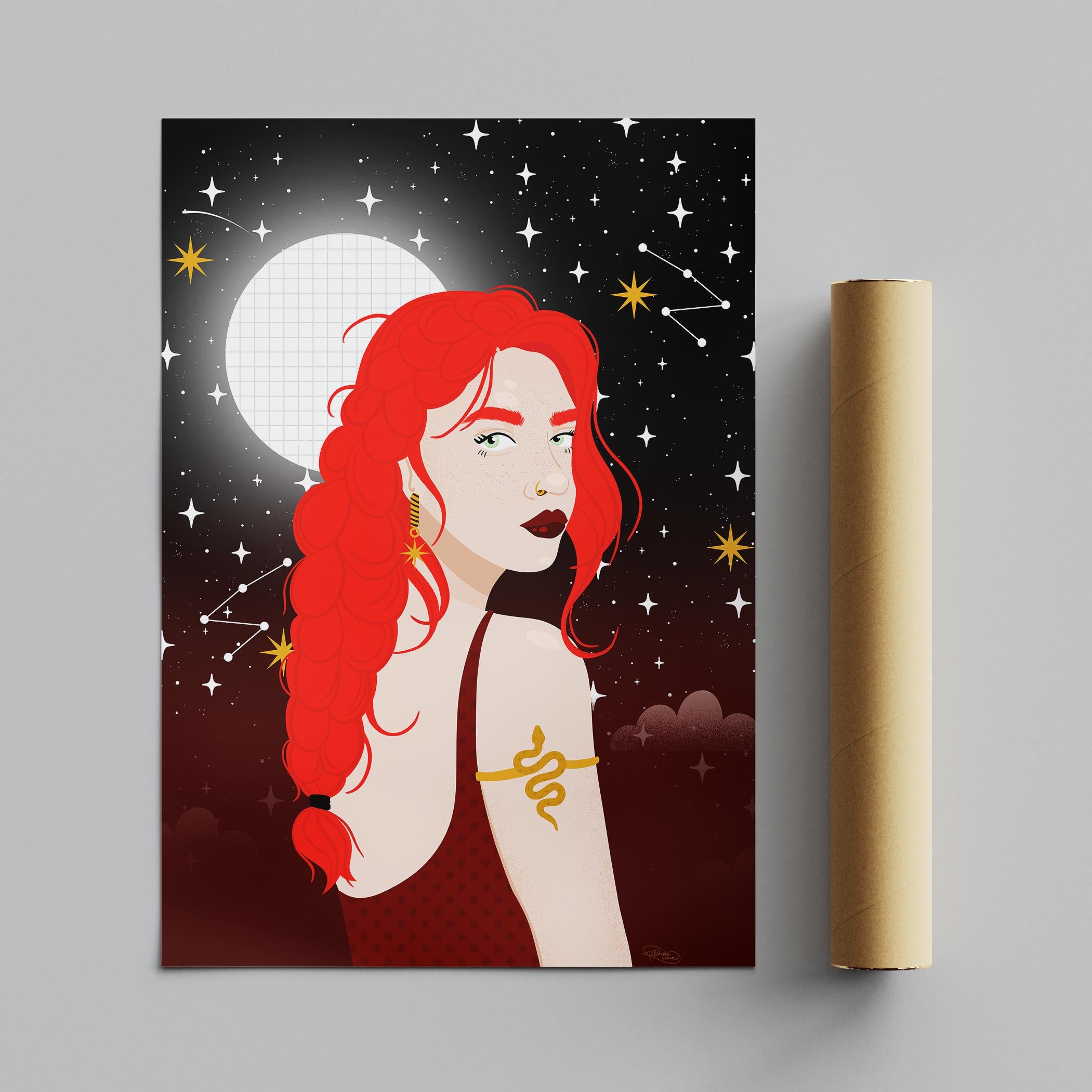 Moonlit Muse - Rosalinde Clara - Rolled Poster Wall Art Print | House Prints