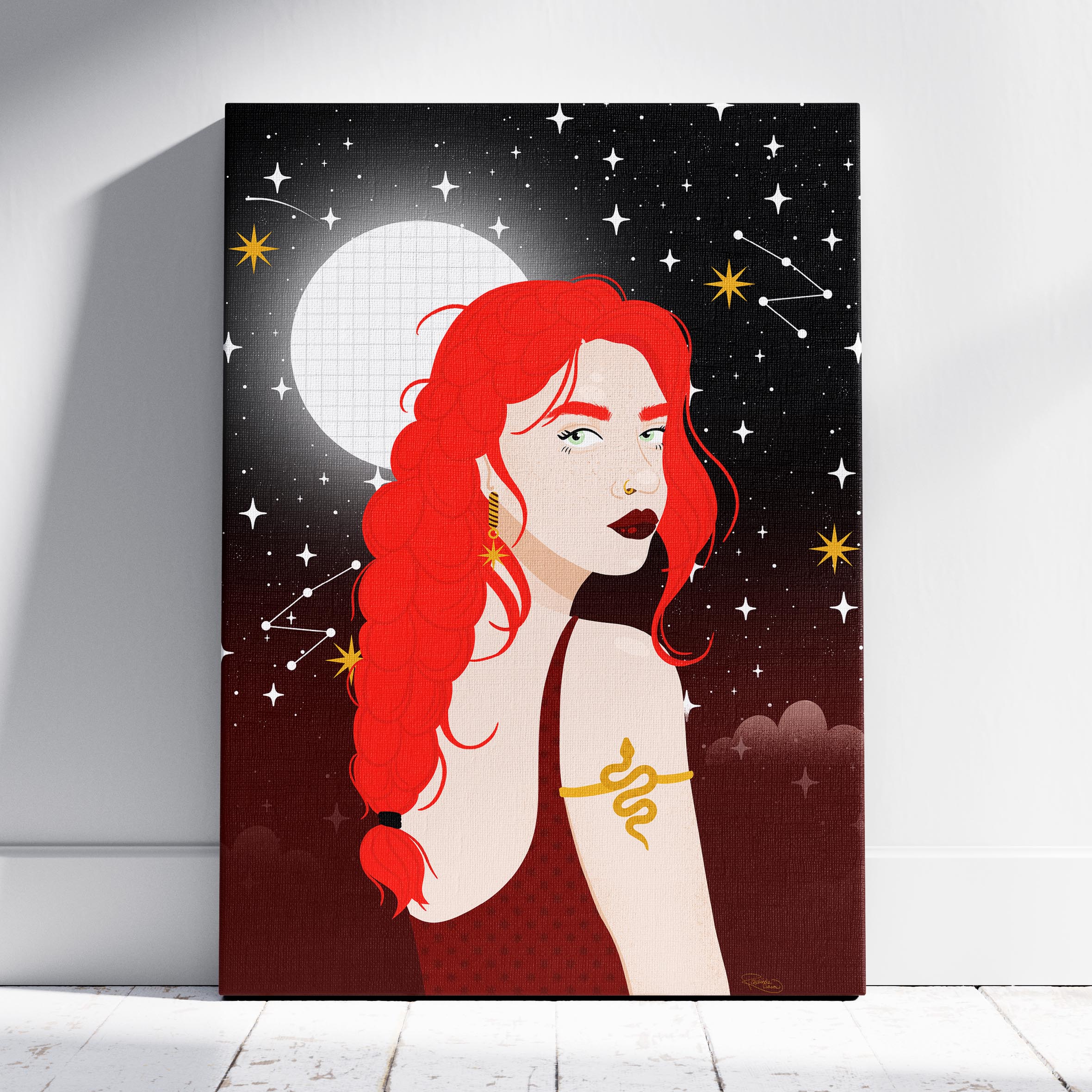 Moonlit Muse - Rosalinde Clara - Framed Canvas Wall Art Print | House Prints