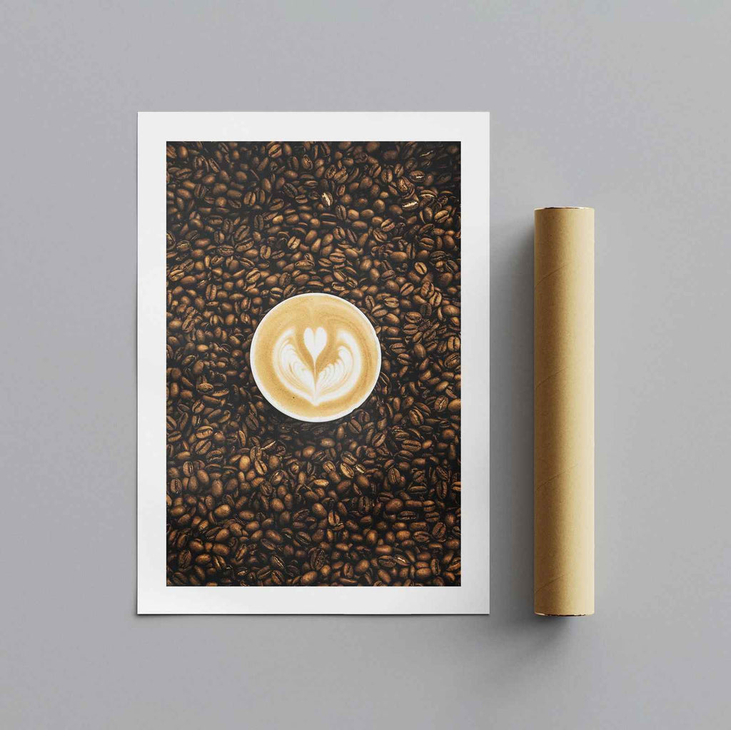 Morning Coffee Bean Latte Brew Kitchen - Rolled Poster Wall Art Print | House Prints