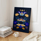 Moths in Stardust (Dark) - Rosalinde Clara - Framed Canvas Wall Art Print | House Prints