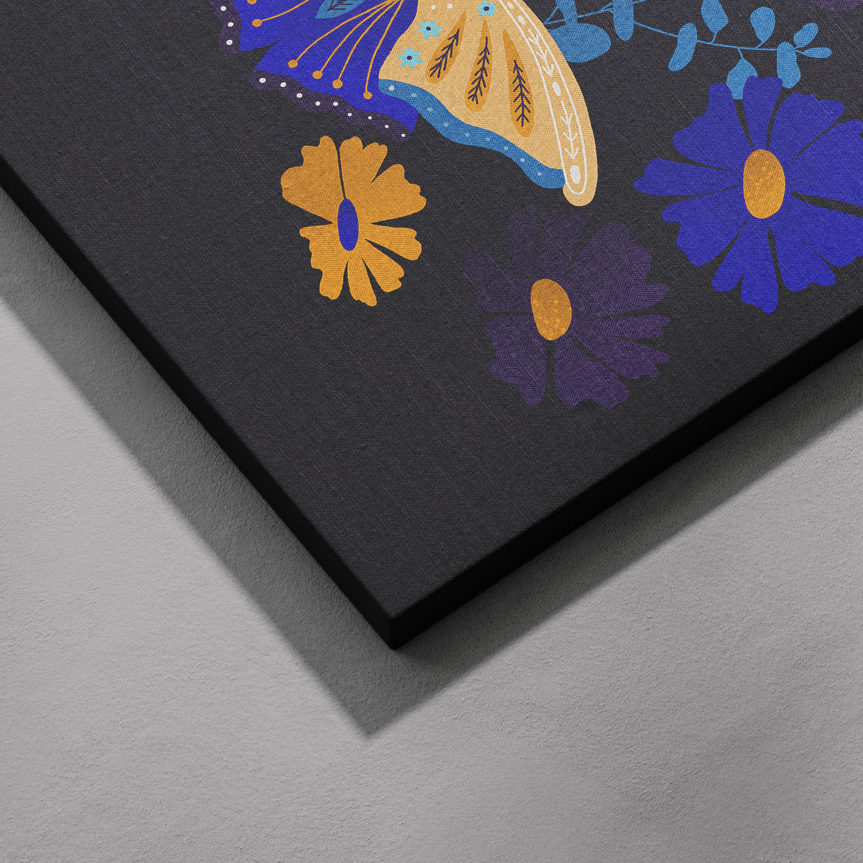 Moths in Stardust (Dark) - Rosalinde Clara - Framed Canvas Wall Art Print | House Prints