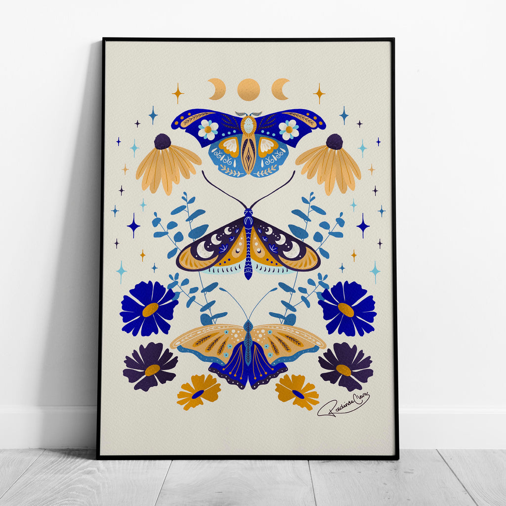 Moths in Stardust - Rosalinde Clara - Rolled Poster Wall Art Print | House Prints