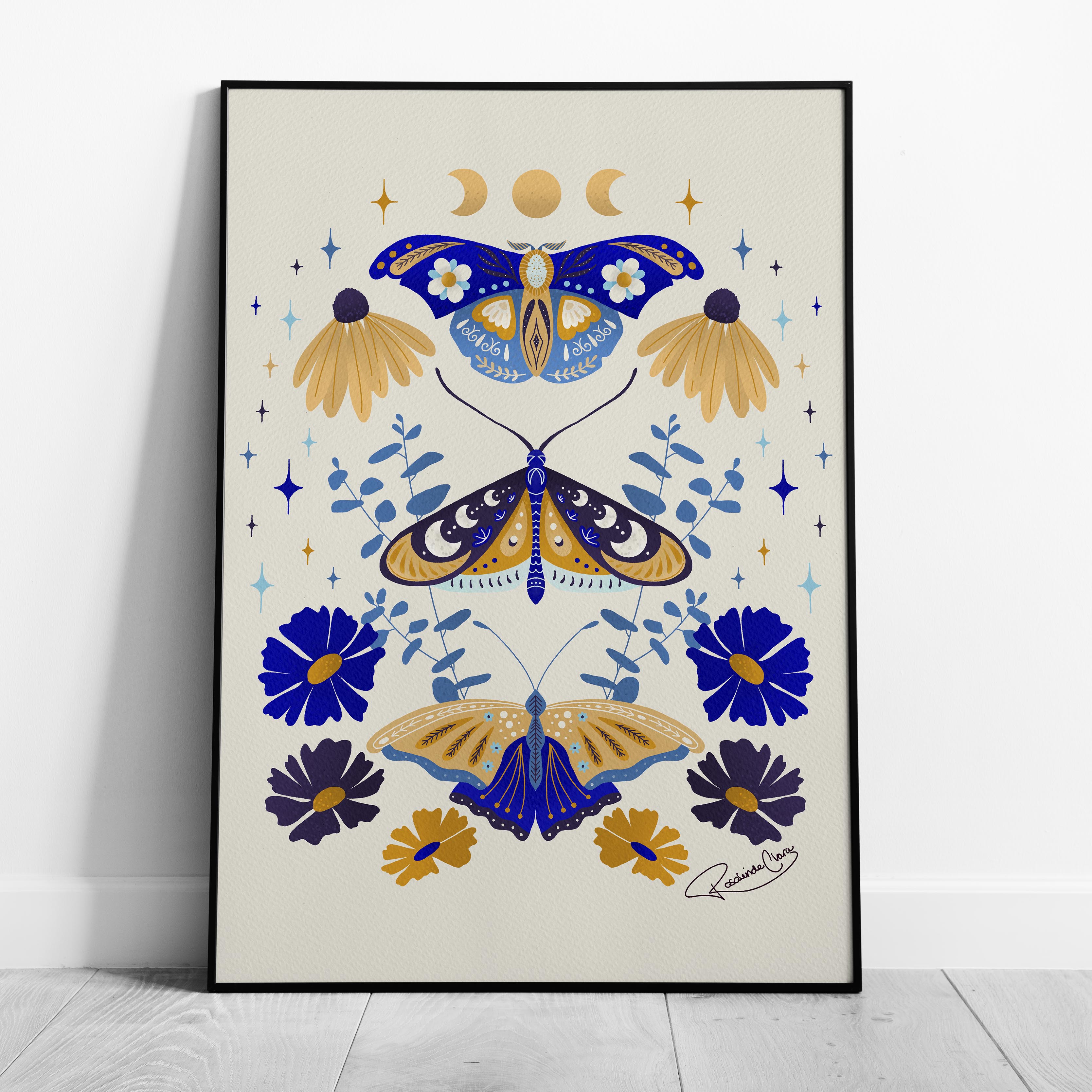 Moths in Stardust - Rosalinde Clara - Rolled Poster Wall Art Print | House Prints