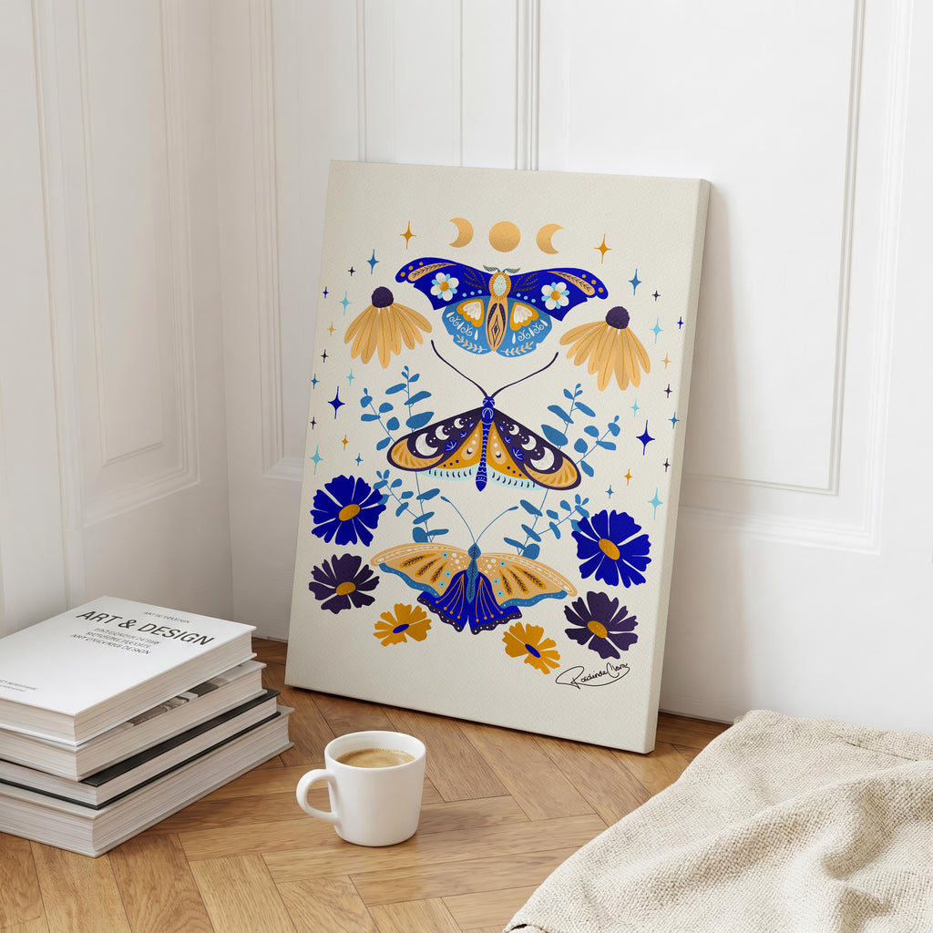 Moths in Stardust - Rosalinde Clara - Framed Canvas Wall Art Print | House Prints