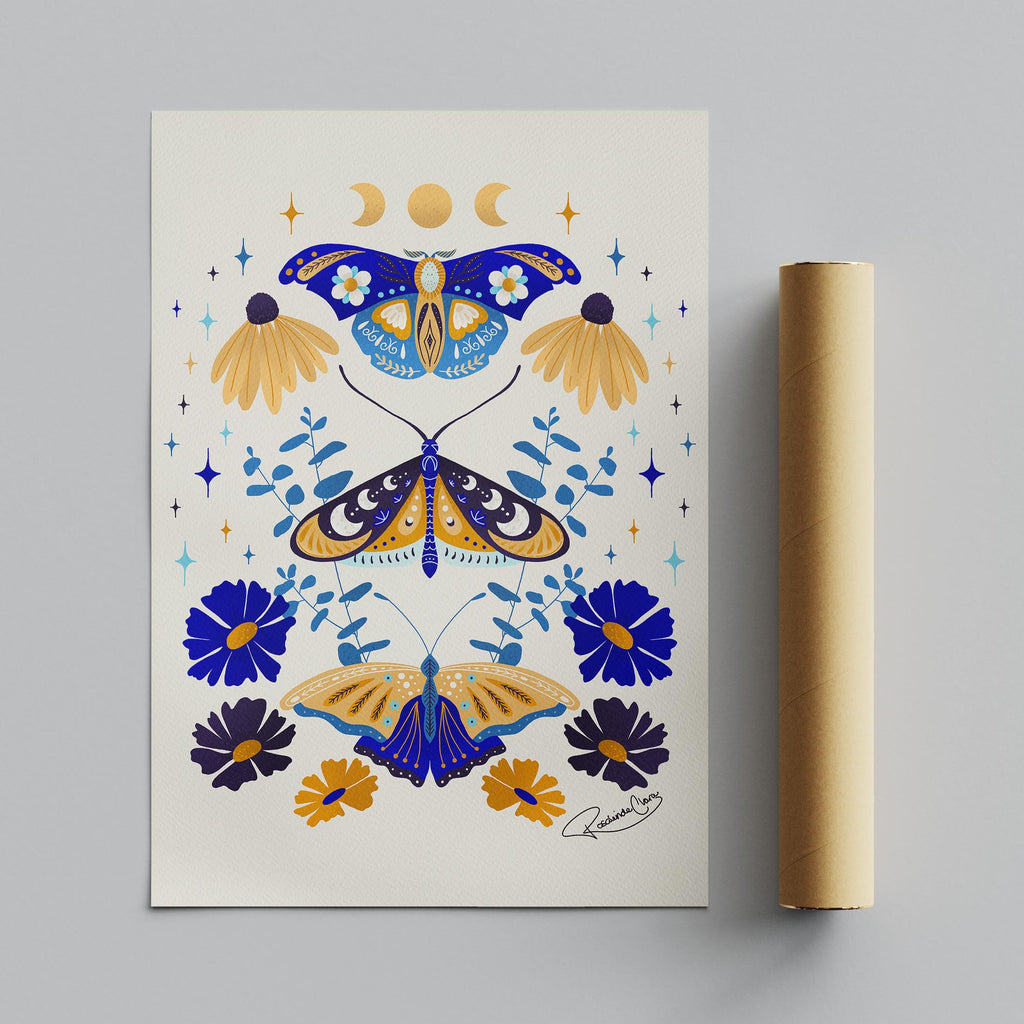 Moths in Stardust - Rosalinde Clara - Rolled Poster Wall Art Print | House Prints