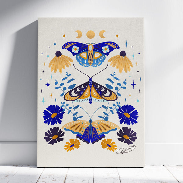 Moths in Stardust - Rosalinde Clara - Framed Canvas Wall Art Print | House Prints