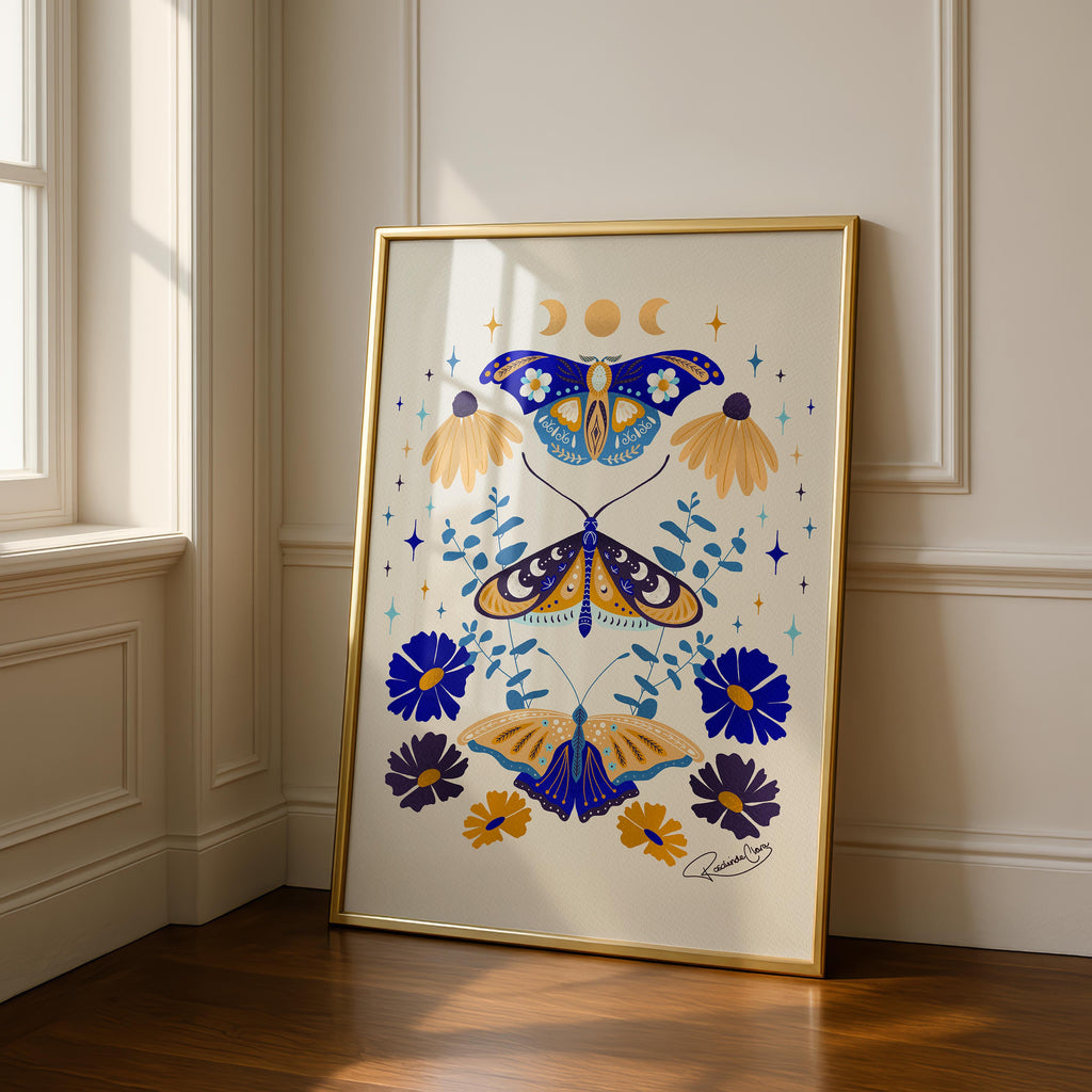Moths in Stardust - Rosalinde Clara - Rolled Poster Wall Art Print | House Prints