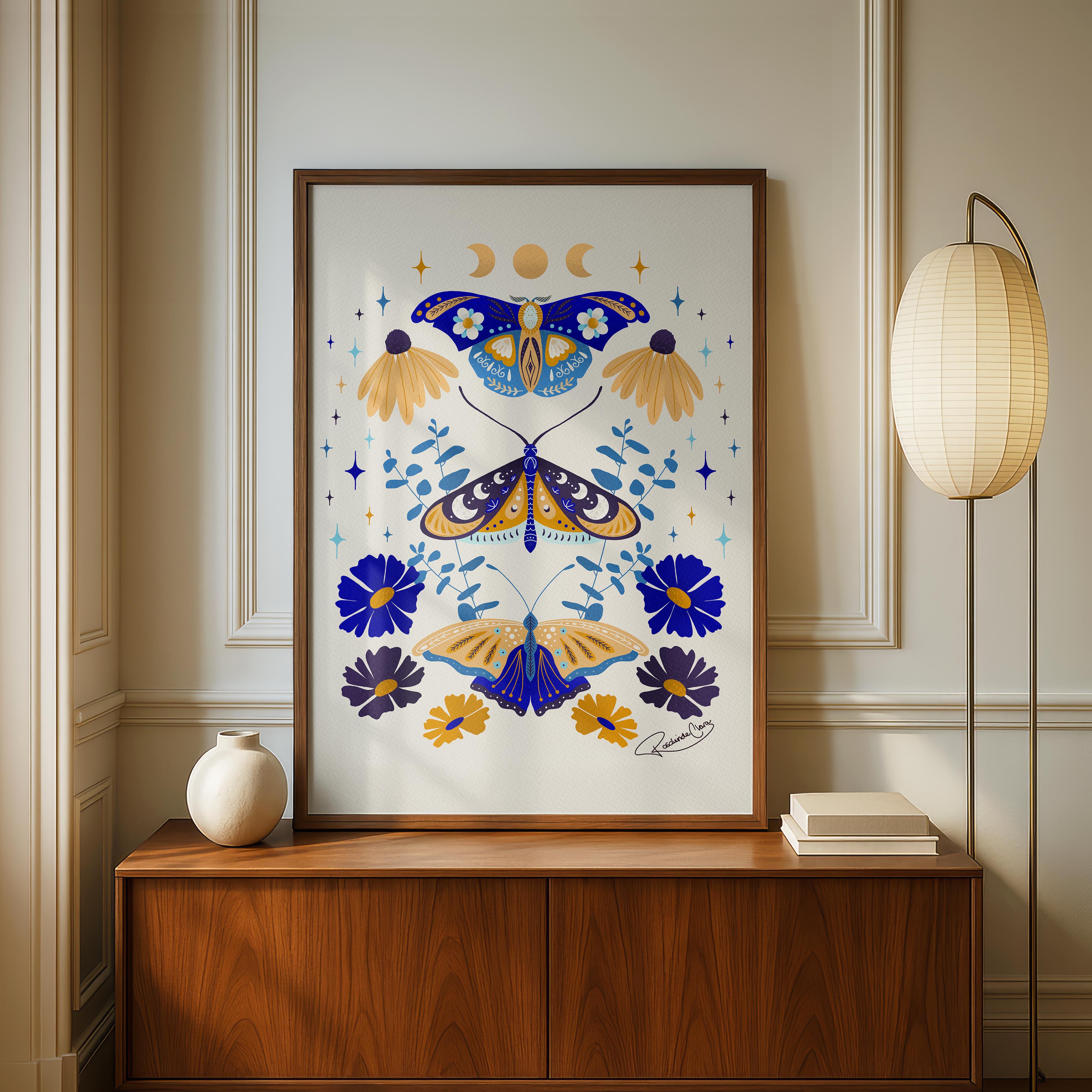 Moths in Stardust - Rosalinde Clara - Rolled Poster Wall Art Print | House Prints