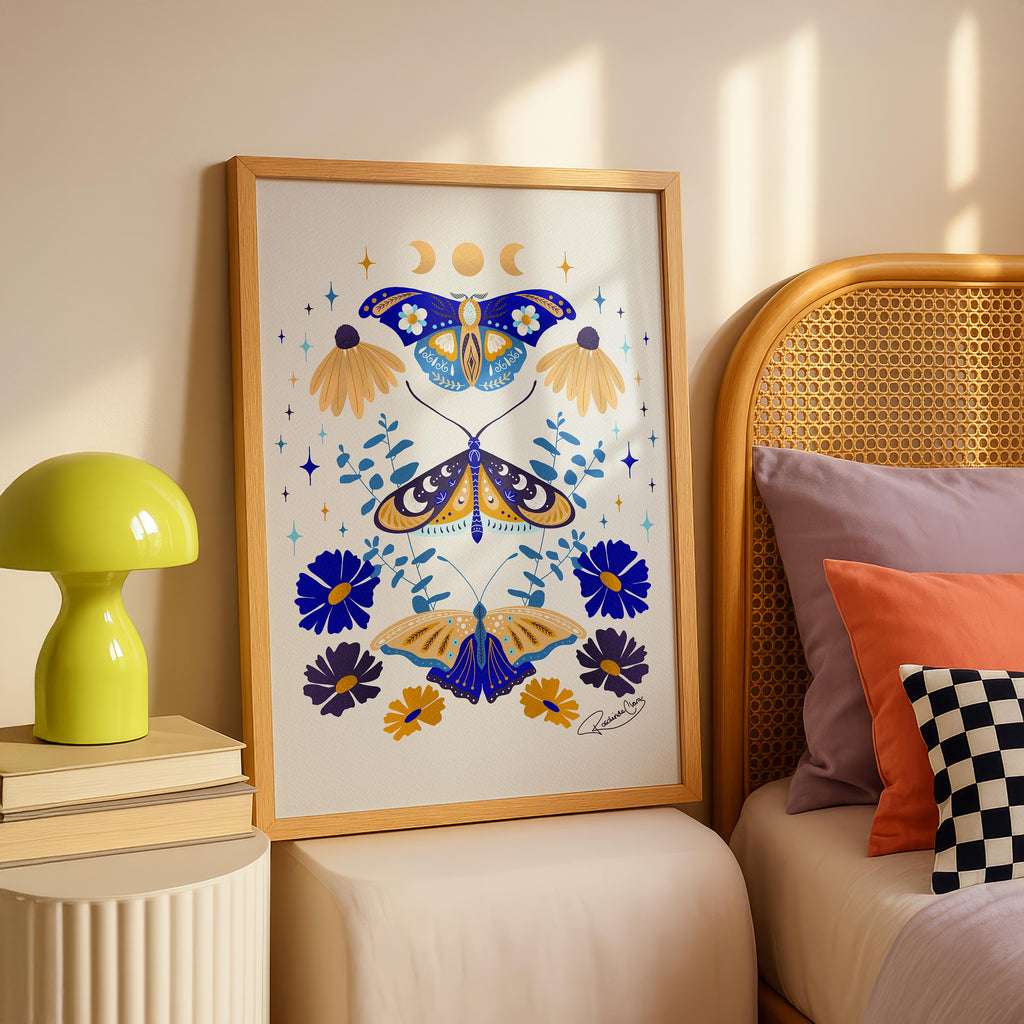 Moths in Stardust - Rosalinde Clara - Rolled Poster Wall Art Print | House Prints
